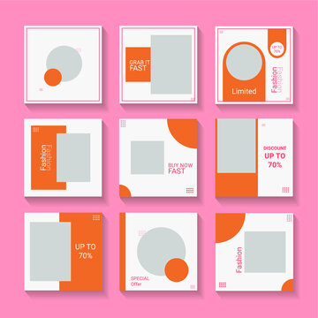 Set of editable Social Media caroussel post template vector