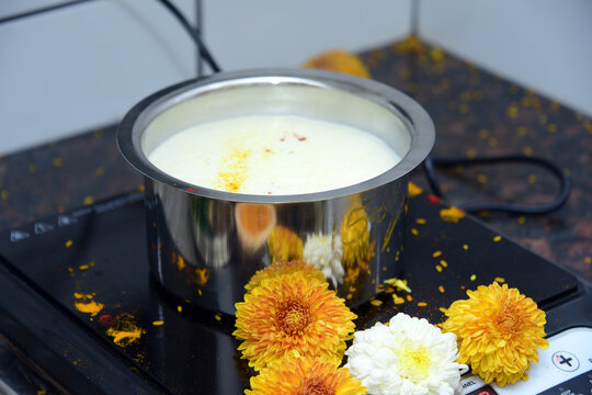 Boiling the Milk for Indian Traditional Housewarming	
