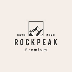 rock peak mount stone hipster vintage logo vector icon illustration