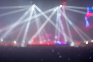 blur music brand showing on stage or Concert Live and Defocused entertainment concert lighting on stage with Laser rays beams, party concept
