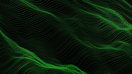 Fototapeta premium Particle wave background. Abstract dynamic mesh. Big data technology. Vector grid illustration.