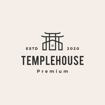 temple house hipster vintage logo vector icon illustration
