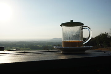 enjoy the sunrise view with a cup of coffee
