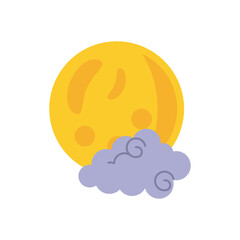 chinese full moon with cloud flat style