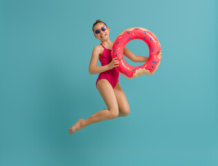 Happy child wearing swimsuit