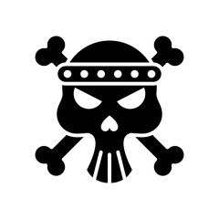 death skull head with bones crossed silhouette style icon