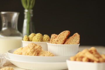 Assorted nice biscuits on the table.