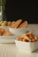 Assorted nice biscuits on the table.