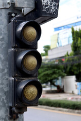 traffic light on a green background