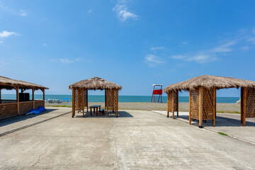 Bungalows on the coast of Anaklia, a resort on the Black Sea