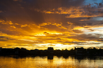 Fototapeta premium Twilight and dramatic sky in sunset