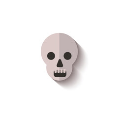 Paper cut flat skull, icon for Halloween.