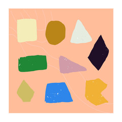 Hand drawn various basic shapes and doodle objects. Contemporary modern trendy vector illustrations.