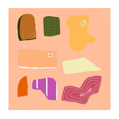 Hand drawn various basic shapes and doodle objects. Contemporary modern trendy vector illustrations.