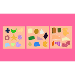 Set Of Hand drawn various basic shapes and doodle objects. Contemporary modern trendy vector illustrations.