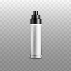 Empty glass spray bottle for cosmetic product isolated on white background