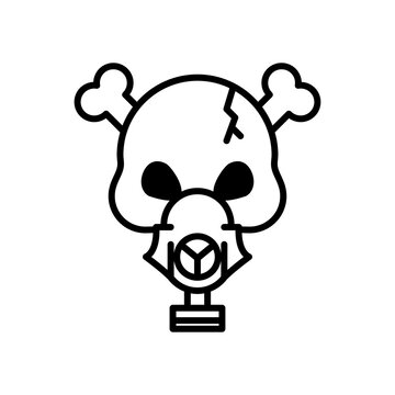 death skull head wearing mask with bones crossed line style icon
