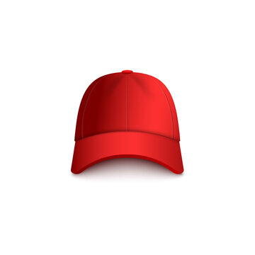 Realistic red baseball cap mockup isolated on white background