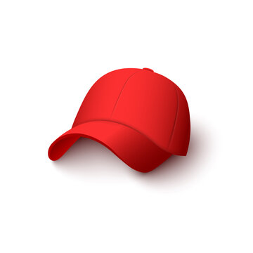 Red cap mockup with realistic cotton texture isolated on white background