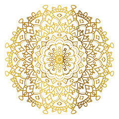 Circular pattern in the form of  mandala for henna, mehndi, tattoo, decoration. Luxury ornamental in gold color.