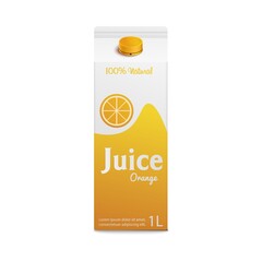 Orange juice box template isolated on white background