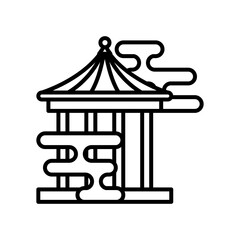 chinese kiosk with clouds architecture line style icon