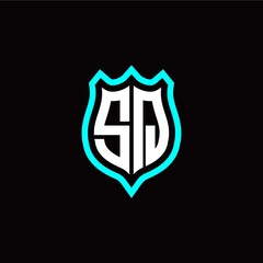 Initial S Q letter with shield style logo template vector