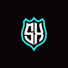 Initial S X letter with shield style logo template vector