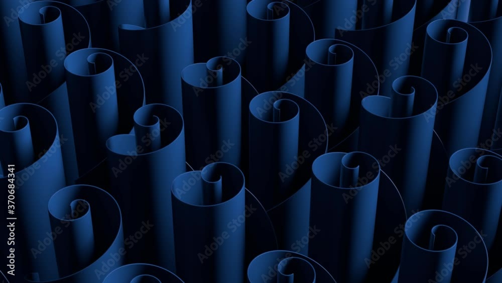 Poster 3d abstract render with twisted geometry. blue color curve shape.