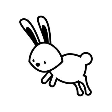 cute rabbit jump line style icon