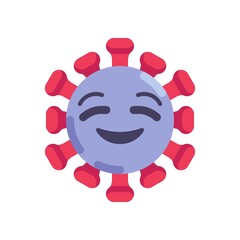Coronavirus emoticon smile flat icon, vector sign, Virus Smiling Face emoji colorful pictogram isolated on white. Symbol, logo illustration. Flat style design