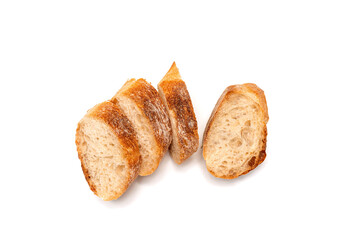 White baguette pieces isolated on white background
