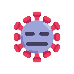 Unemotional coronavirus emoticon flat icon, vector sign, Virus Expressionless Face colorful pictogram isolated on white. Symbol, logo illustration. Flat style design