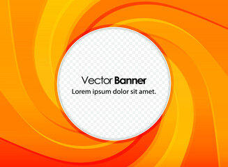 Abstract orange power banner with whirlpool. Stylish business vector presentation of art poster. Place for your text. 