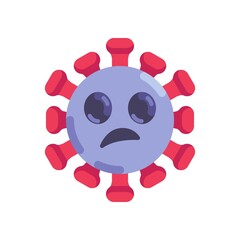 Shocked Coronavirus emoticon flat icon, vector sign, Virus Confused Face colorful pictogram isolated on white. Symbol, logo illustration. Flat style design