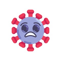Shocked coronavirus emoticon flat icon, vector sign, anguished virus face colorful pictogram isolated on white. Symbol, logo illustration. Flat style design