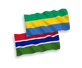 Flags of Republic of Gambia and Gabon on a white background