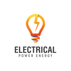 Electrical power energy with bulb gradient logo design vector template