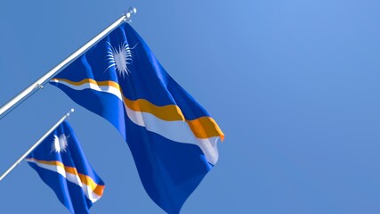 3D rendering of the national flag of Marshall Islands waving in the wind