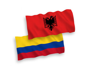 Flags of Albania and Colombia on a white background