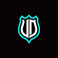 Initial U D letter with shield style logo template vector