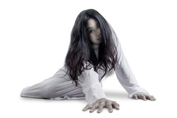 Scary ghost woman crawling - obrazy, fototapety, plakaty