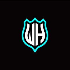 Initial W H letter with shield style logo template vector