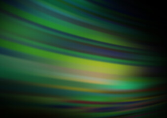 Dark Green vector background with bent lines.