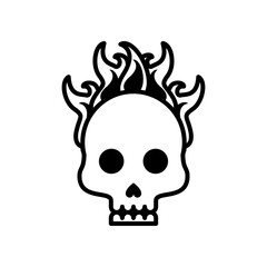 death skull head on fire line style