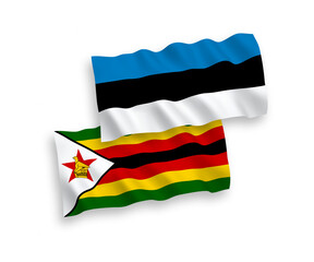 Flags of Zimbabwe and Estonia on a white background