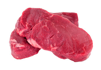 Fresh raw fillet beef steaks isolated on a white background