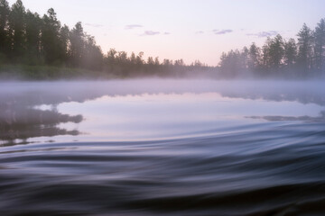 Fototapeta premium misty morning on the river 
