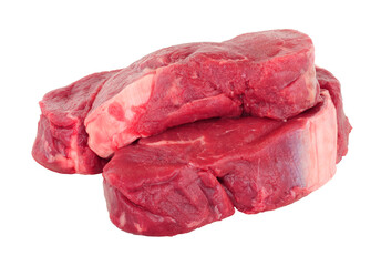 Fresh raw fillet beef steaks isolated on a white background