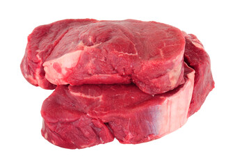 Fresh raw fillet beef steaks isolated on a white background